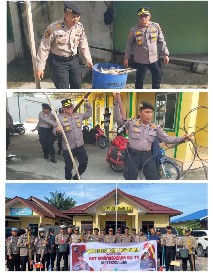 Polsek Kandis Gelar Bakti Religi dan Peduli Lingkungan Sambut Hari Bhayangkara ke-79