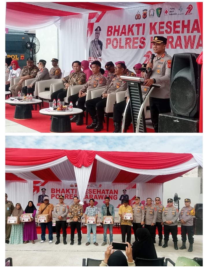 Kapolres Karawang Hadiri Langsung Kegiatan Bakti Kesehatan Sambut HUT ke-79 Bhayangkara Wilayah Hukum Polsek Rengasdengklok