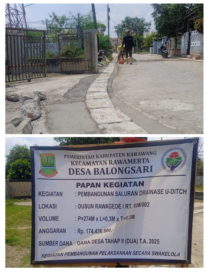 Desa Balongsari Realisasikan Pembangunan Drainase Yudit Dana Desa Tahap Dua