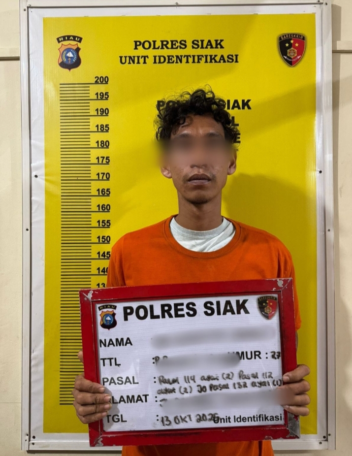 Satresnarkoba Polres Siak Bekuk Pengedar Sabu di Kandis, Amankan 4 Paket Siap Edar