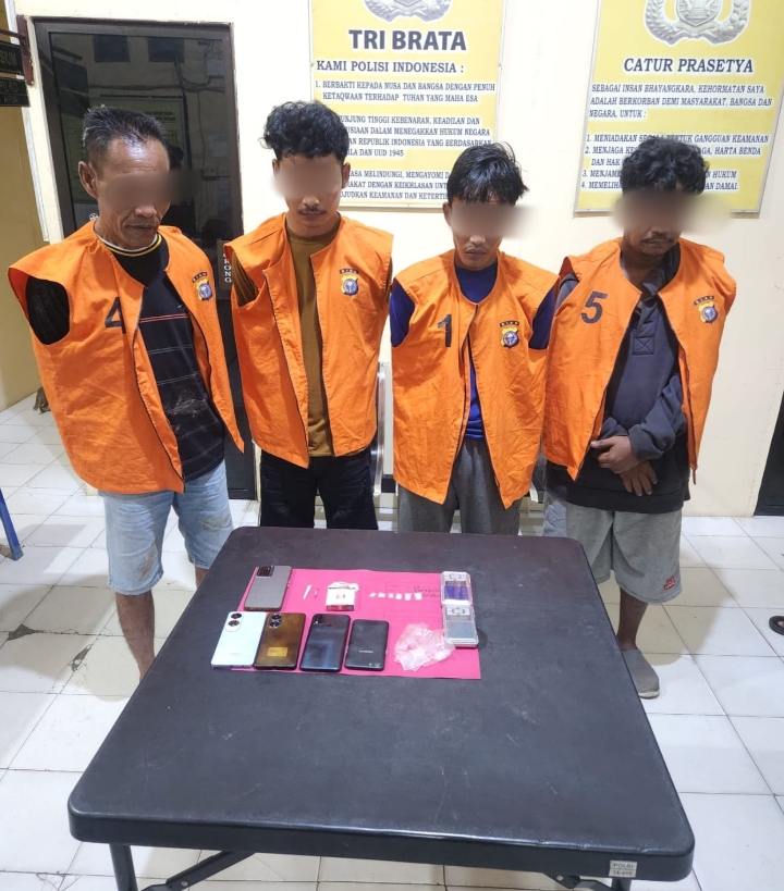 Polsek Sungai Apit Bongkar Jaringan Peredaran Shabu, Empat Pelaku Ditangkap – Satu Pemasok Utama Buron