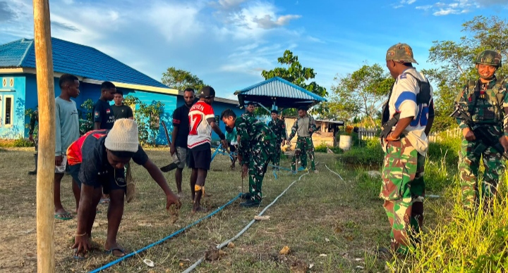 Hadir di Tengah-Tengah Masyarakat Ciptakan Rasa Aman dan Nyaman Satgas Pamtas RI-PNG Kewilayahan Yonif 645/GTY Pos Kobakma Distrik Kobakma Kabupaten Membramo Tengah