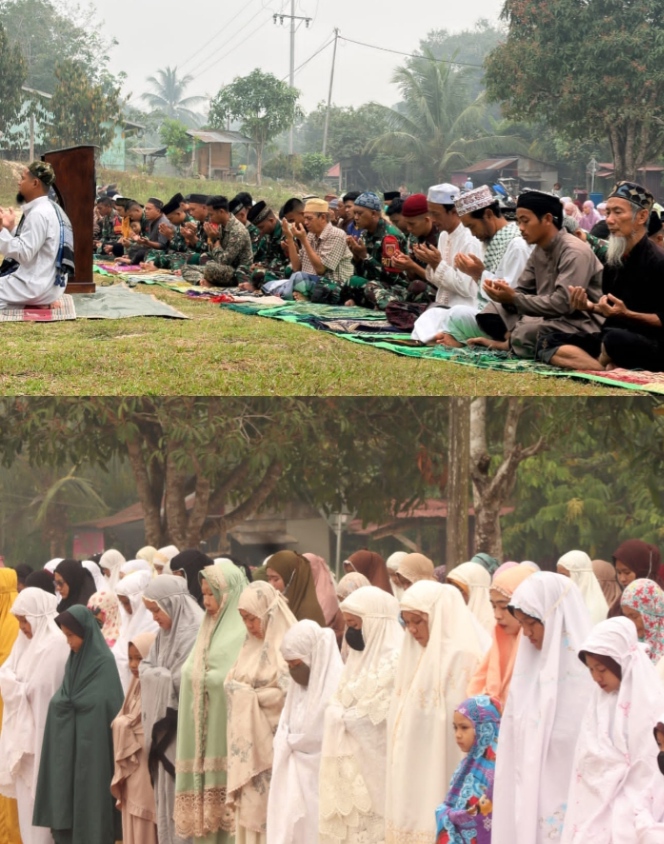 Atasi Krisis Air dan Musim Kemarau, Pos Kotis Satgas Yonarmed 13/Nanggala Gelar Sholat Istisqa Bersama Warga Badau
